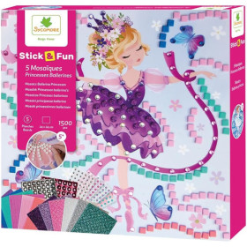 photo-Jeu créatif - Mosaïques à coller - 3 tableaux princesses et danseuses - Dès 5 ans - Loisirs créatifs
