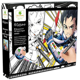 photo-Manga - Coffret de 8 marqueurs + 10 papier layout Manga - Dès 10 ans - Sycomore