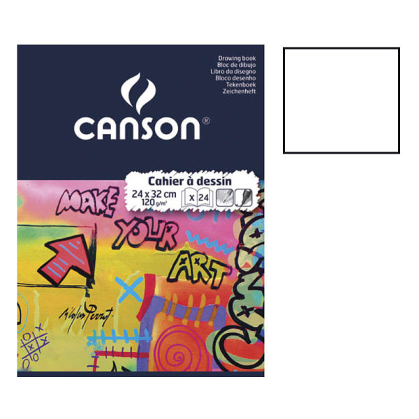 photo-Cahier à dessin - 24 x 32 (cm) - Blanc - 24 pages - sans spirale - Canson