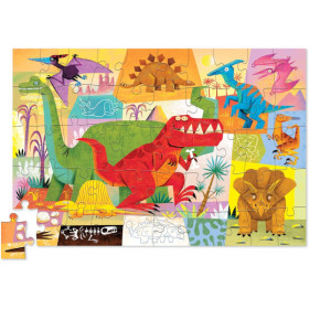 photo-Puzzle - 50 pièces - Le monde des dinosaures - Dès 4 ans - Boîte en métal - Crocodile Creek