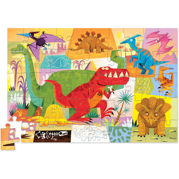 photo-Puzzle - 50 pièces - Le monde des dinosaures - Dès 4 ans - Boîte en métal - Crocodile Creek