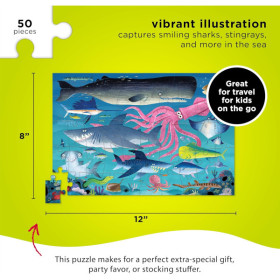 Puzzle - 50 pièces - Le récif des requins - Dès 4 ans - Boîte en métal - Crocodile Creek