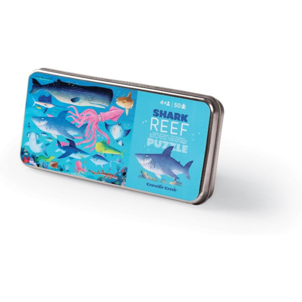 Puzzle - 50 pièces - Le récif des requins - Dès 4 ans - Boîte en métal - Crocodile Creek