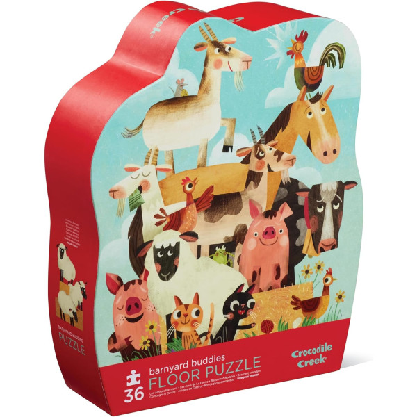 Puzzle - 36 pièces - Les animaux de la ferme - Dès 3 ans - Vache, cochon, cheval - Crocodile Creek