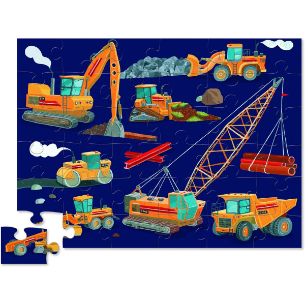 photo-Puzzle - 36 pièces - Les véhicules de construction - Dès 3 ans - Tracteurs, camions - Crocodile Creek