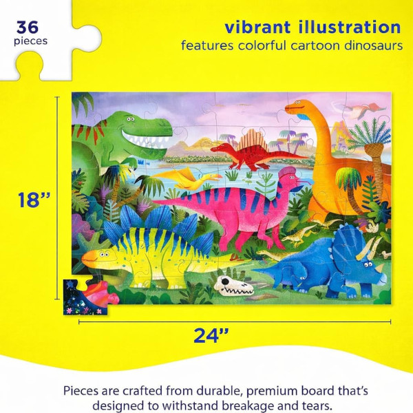 Puzzle - 36 pièces - Le monde des dinosaures - Dès 3 ans - Crocodile Creek
