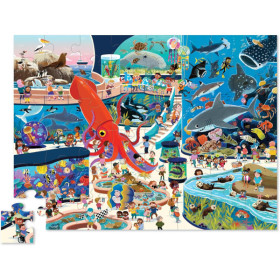 Puzzle - 48 pièces - Une journée à l'aquarium - Dès 4 ans - Animaux marins - Crocodile Creek