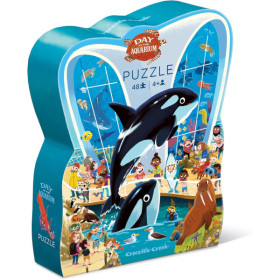 Puzzle - 48 pièces - Une journée à l'aquarium - Dès 4 ans - Animaux marins - Crocodile Creek