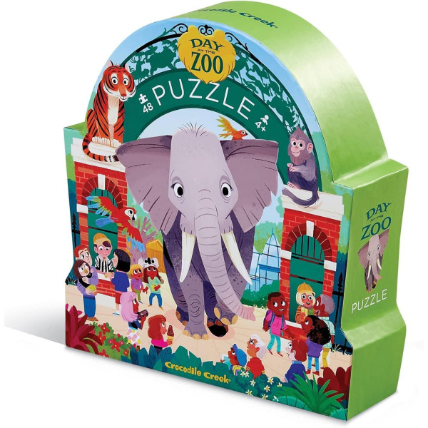 Puzzle - 48 pièces - Une journée au zoo - Dès 4 ans - Animaux - Crocodile Creek