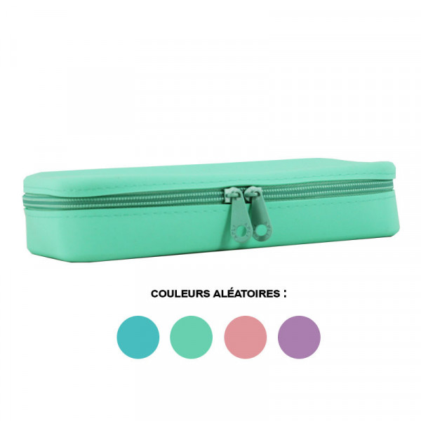 Trousse - Scolaire - Rectangulaire - Silicone - Couleurs pastel - Apli