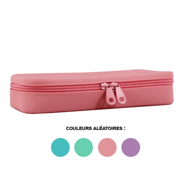 Trousse - Scolaire - Rectangulaire - Silicone - Couleurs pastel - Apli