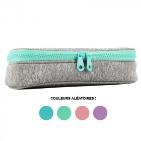 Trousse - Scolaire - Rectangulaire - Gris chiné et pastel - Tissu - Apli