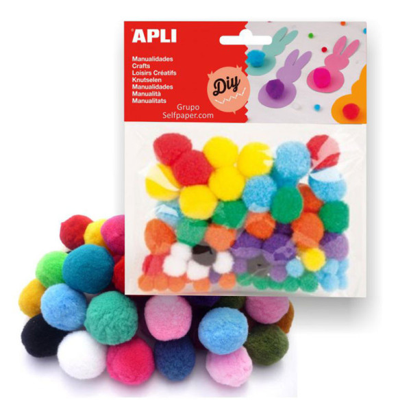 Sachet 78 pompons couleurs assortis Apli Kids | Artmania