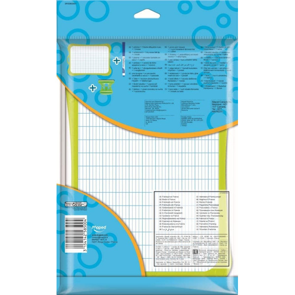 Ardoise blanche - Effaçable - 2 faces - Brosse - Feutre effaçable - Maped