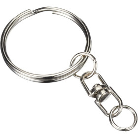 photo-Chaine et anneaux de porte-clé - Méta argent - 25mm diamètre - 10 pièces - Artemio