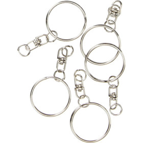 Chaine et anneaux de porte-clé - Méta argent - 25mm diamètre - 10 pièces - Artemio