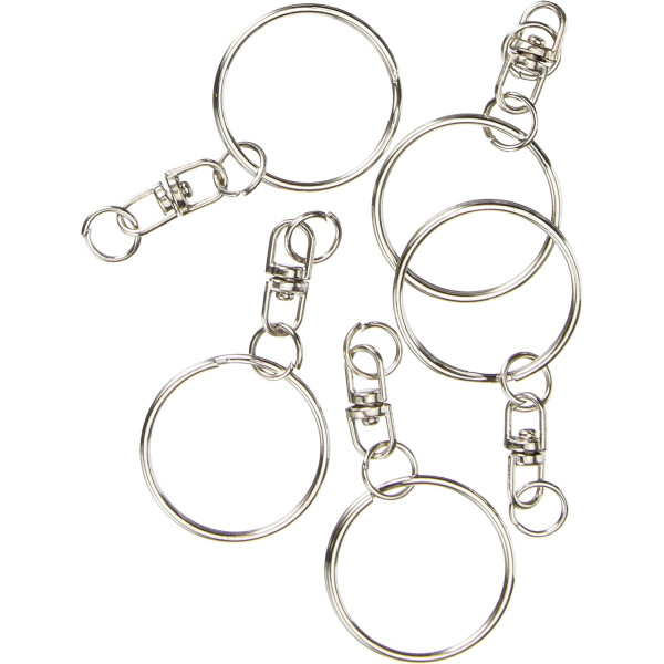 Chaine et anneaux de porte-clé - Méta argent - 25mm diamètre - 10 pièces - Artemio