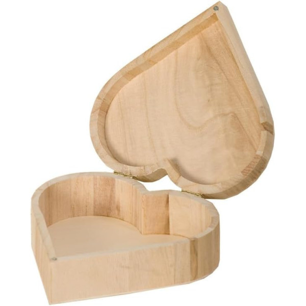 photo-Boîte cœur en bois - A décorer et personnaliser - 17x16x6cm - Loisirs créatifs