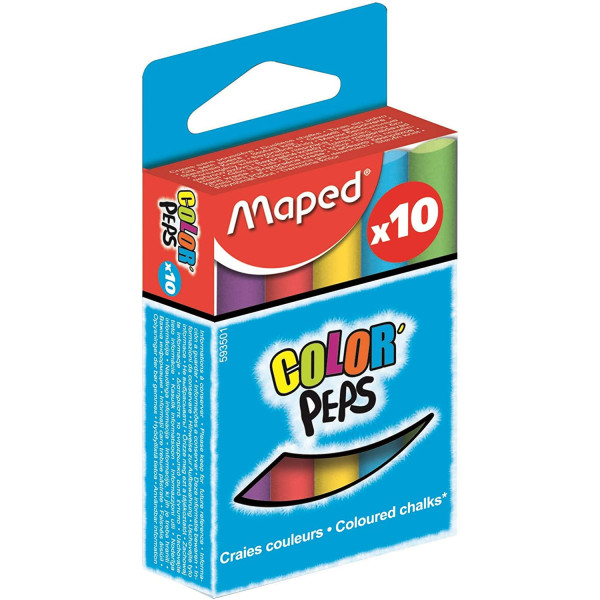 photo-Boîte de 10 craies de couleur pour ardoises noires White'Peps Maped
