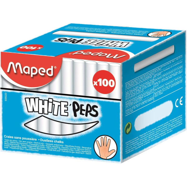 Boîte de 100 craies blanches pour ardoises noires White'Peps Maped