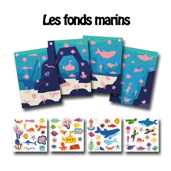 Gommettes - atelier fresque fonds marins - Cléopâtre