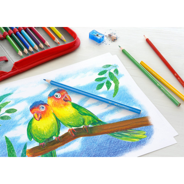 24 crayons de couleurs - Corps triangulaire - Pour l'école - Faber-Castell