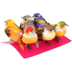 Oiseaux décoratifs - Petit modèle - 6 pièces - Sur pince - Loisirs créatifs - Déco