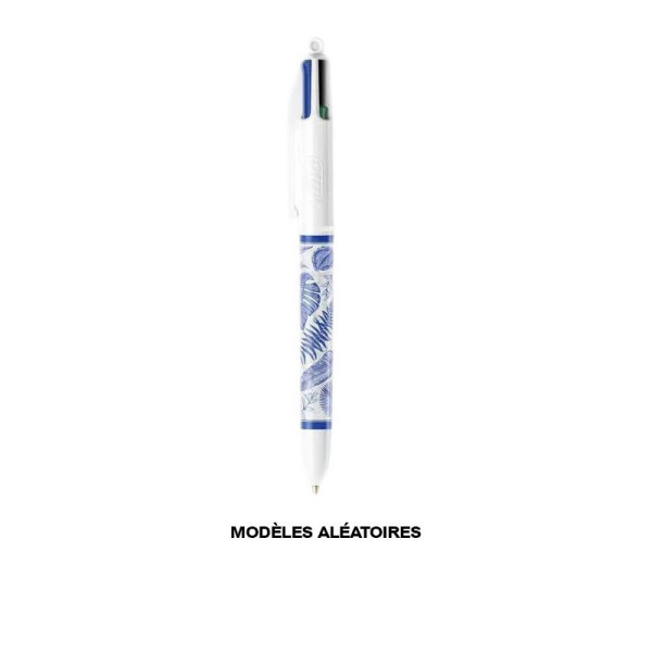 Stylo bille - 4 couleurs - Pointe moyenne - Motifs colorés - BIC