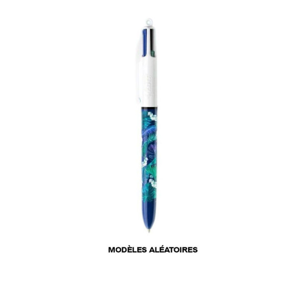 Stylo bille - 4 couleurs - Pointe moyenne - Motifs colorés - BIC