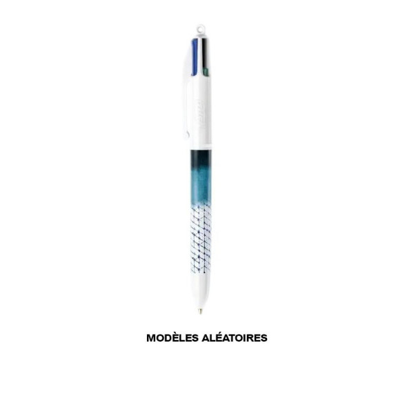 Stylo bille - 4 couleurs - Pointe moyenne - Motifs colorés - BIC