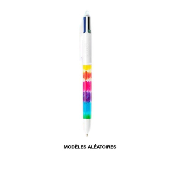 Stylo bille - 4 couleurs - Pointe moyenne - Motifs colorés - BIC