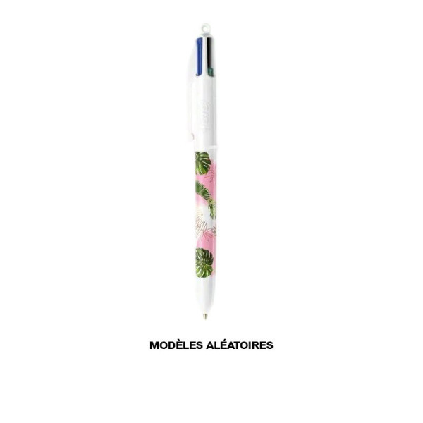 Stylo bille - 4 couleurs - Pointe moyenne - Motifs colorés - BIC