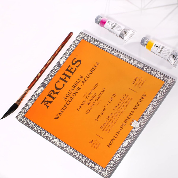 Bloc - Peinture aquarelle - 20x20cm - 300g - 20 feuilles - Grain torchon - Arches