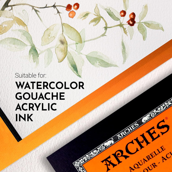 Bloc - Peinture aquarelle - A3 - 29,7x42cm - 300g - 12 feuilles - Grain torchon - Arches