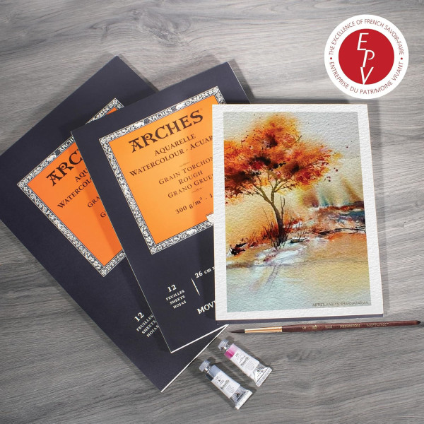 Bloc - Peinture aquarelle - A3 - 29,7x42cm - 300g - 12 feuilles - Grain torchon - Arches