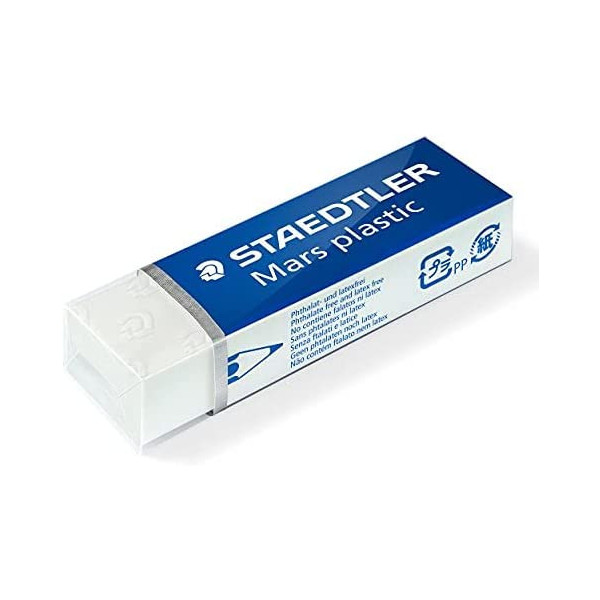 Lot de 4 gommes blanches - Sans phtalate ni latex - Staedtler - Mars plastic