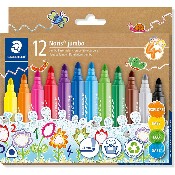 photo-10 feutres de coloriage - Pointe large - Enfants - Noris Jumbo 328 - Staedtler