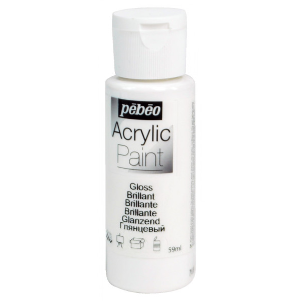 photo-Peinture acrylique - Blanc - Brillant - Fluide - Tous supports - Loisirs créatifs - Pébéo - 59ml
