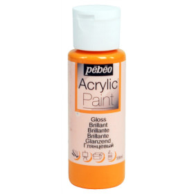 photo-Peinture acrylique - Orange mandarine - Brillant - Fluide - Tous supports - Loisirs créatifs - Pébéo - 59ml