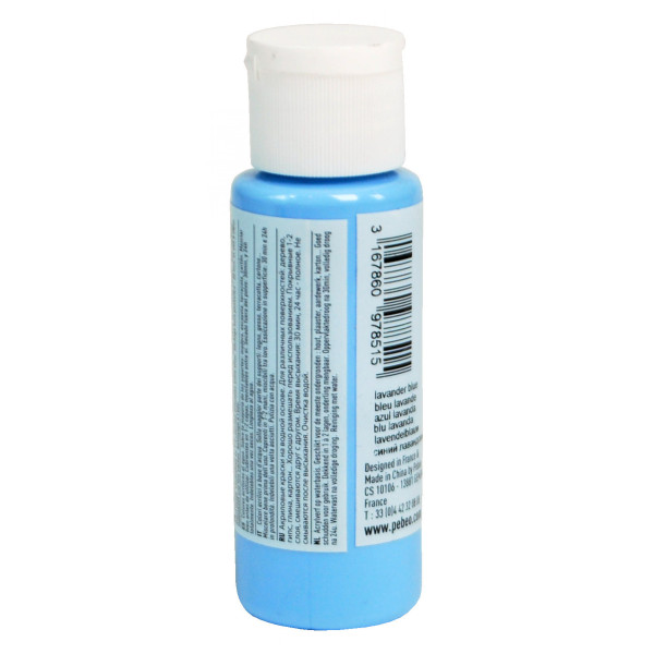 Peinture acrylique - Bleu tendre - Brillant - Fluide - Tous supports - Loisirs créatifs - Pébéo - 59ml