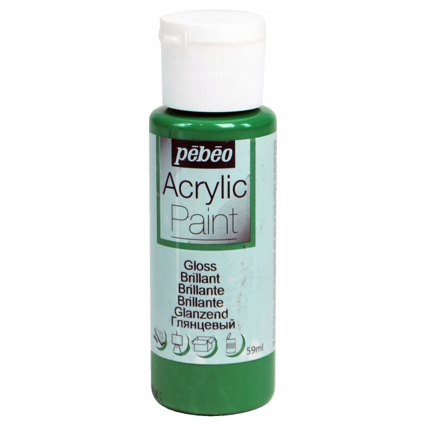 photo-Peinture acrylique - Vert impérial - Brillant - Fluide - Tous supports - Loisirs créatifs - Pébéo - 59ml