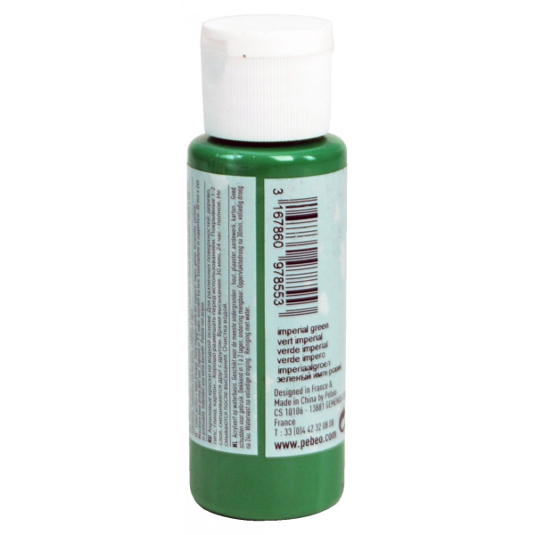 Peinture acrylique - Vert impérial - Brillant - Fluide - Tous supports - Loisirs créatifs - Pébéo - 59ml