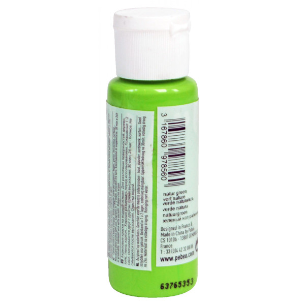 Peinture acrylique - Vert nature - Brillant - Fluide - Tous supports - Loisirs créatifs - Pébéo - 59ml