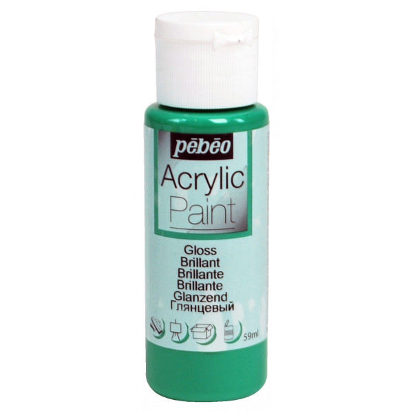 photo-Peinture acrylique - Vert cactus - Brillant - Fluide - Tous supports - Loisirs créatifs - Pébéo - 59ml