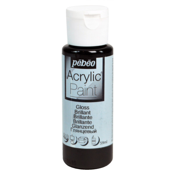 photo-Peinture acrylique - Noir - Brillant - Fluide - Tous supports - Loisirs créatifs - Pébéo - 59ml