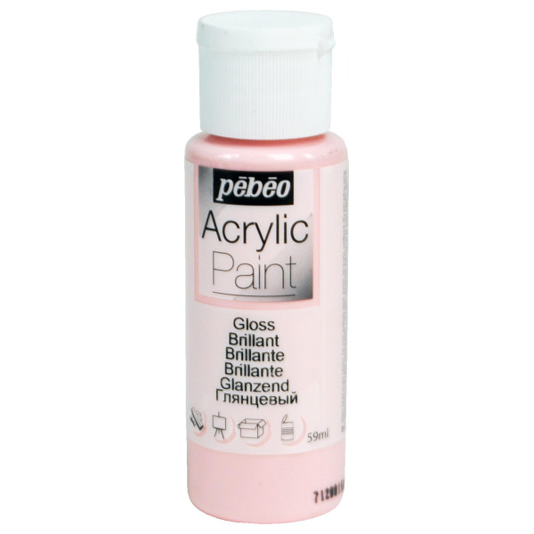 photo-Peinture acrylique - Rose bubble gum - Brillant - Fluide - Tous supports - Loisirs créatifs - Pébéo - 59ml