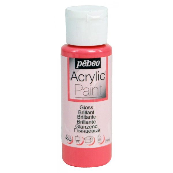 photo-Peinture acrylique - Rose hibiscus - Brillant - Fluide - Tous supports - Loisirs créatifs - Pébéo - 59ml