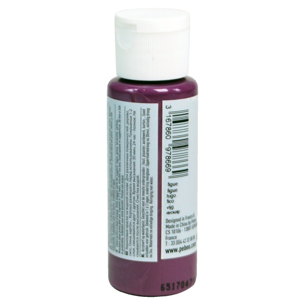 Peinture acrylique - Figue - Brillant - Fluide - Tous supports - Loisirs créatifs - Pébéo - 59ml
