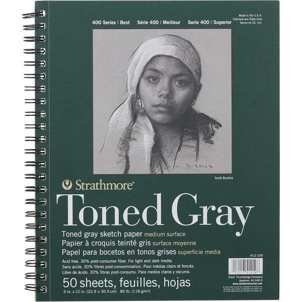 photo-Carnet - Croquis - Dessin - 22,8x30,5cm - 50 feuilles - Papier tons gris - 118g - Strathome