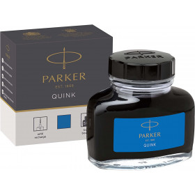 photo-Flacon d'encre pour stylo plume - Parker - Bleu - Encre effaçable Quink - 57ml